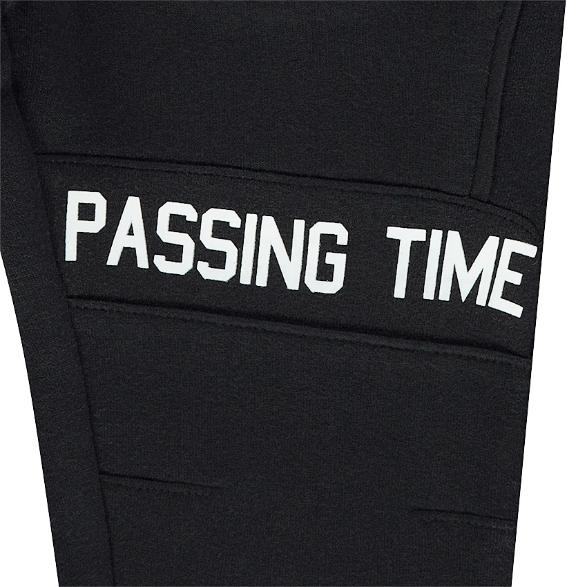 Φανελένιο παντελόνι φόρμας με τυπωμένη φράση και τσέπες με φερμουάρ 