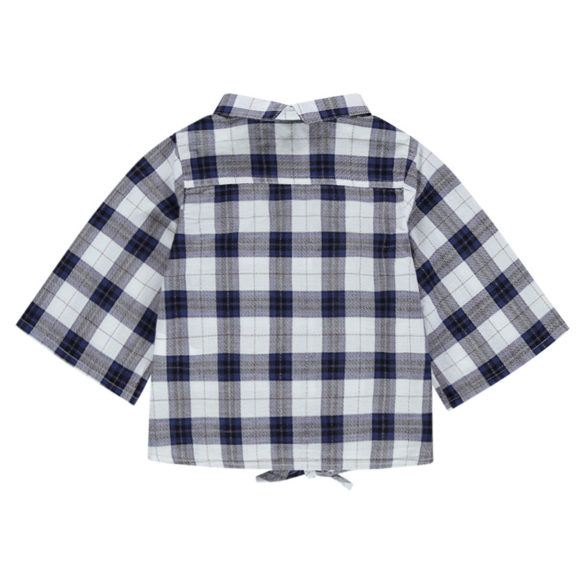 Πουκάμισο καρό με εβαζέ μανίκια 3/4 και σήματα 