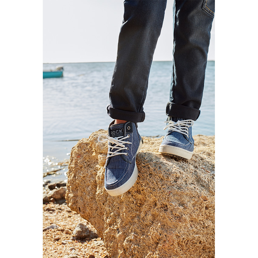 Τζιν μποτάκια με κορδόνια και φερμουάρ από 28 ως 35 