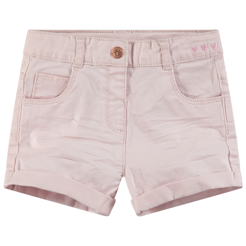 Βαμβακερό σορτς με μόνιμες τσακίσεις και μεταλλιζέ ροζ χρυσαφί λεπτομέρειες 