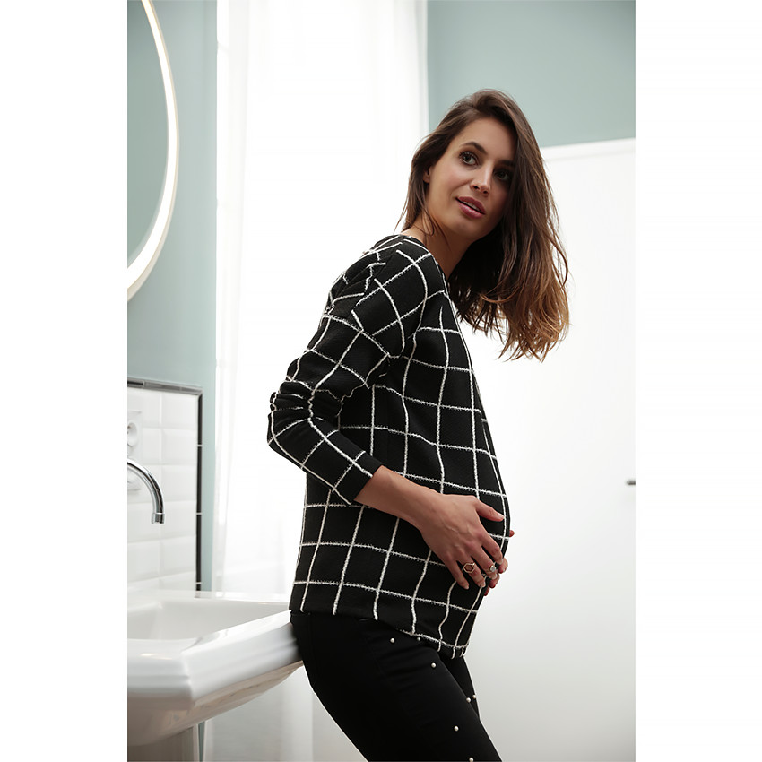 Φανελένιο φούτερ εγκυμοσύνης καρό  