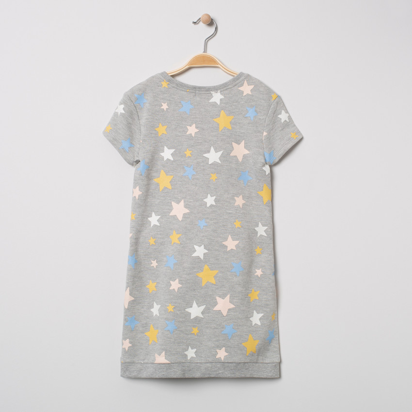 Φόρεμα  molleton με τυπωμένα αστέρια και ζώνη 