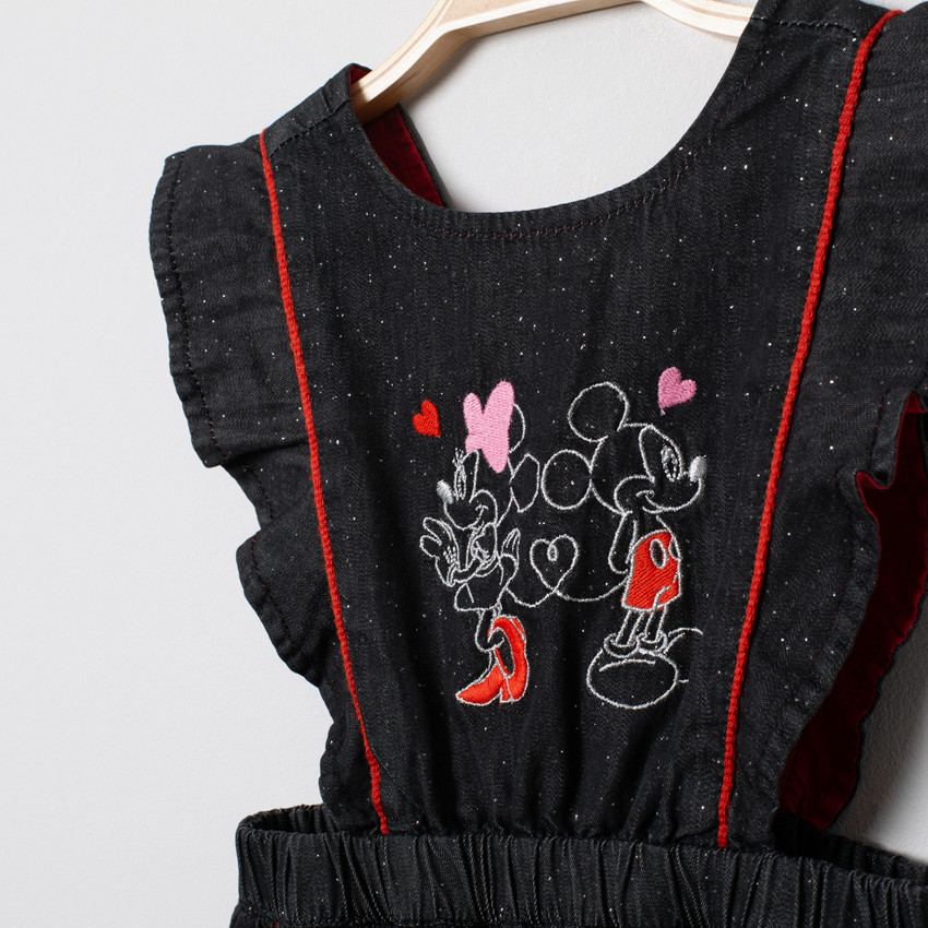 Robe tablier en chambray print Mickey et Minnie Disney 