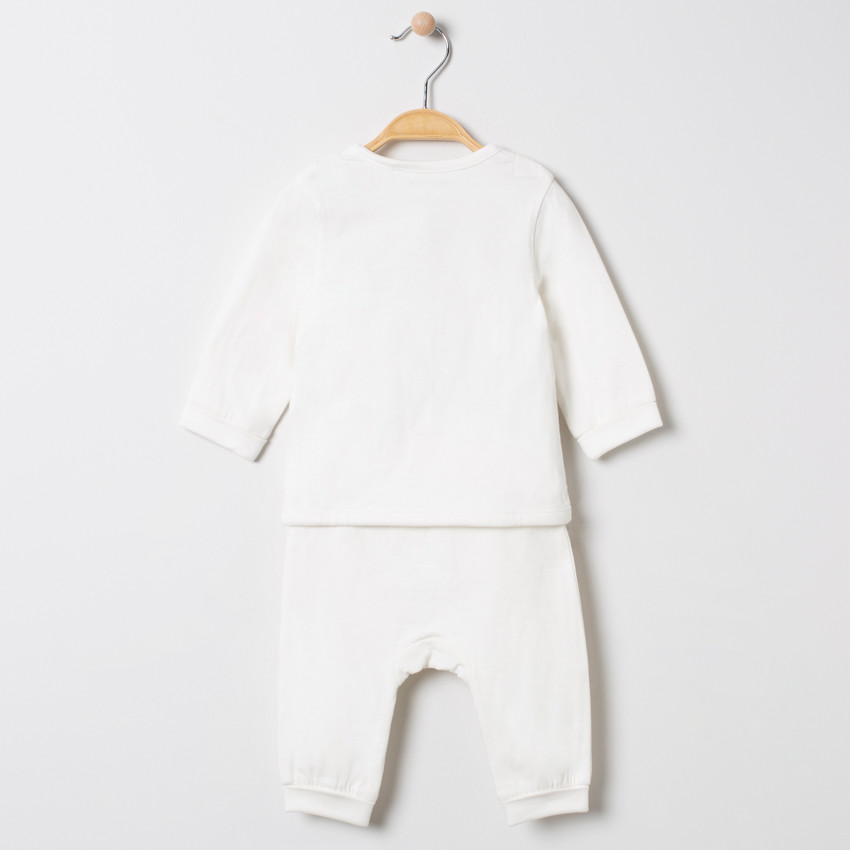 Ensemble haut pressionné et pantalon en coton bio 