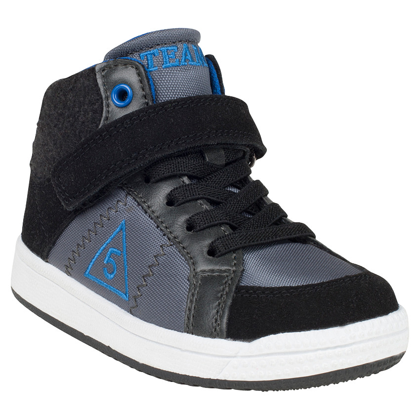 Baskets montantes bi-matière à lacets et scratch 