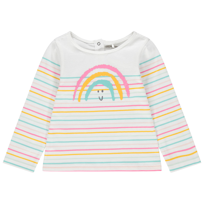 Μαρινιέρα από βιολογικό βαμβάκι με ρίγες και στάμπα ουράνιο τόξο 