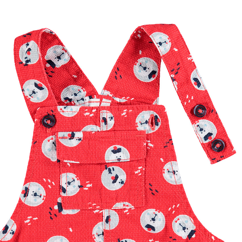 Κοντή κόκκινη βαμβακερή σαλοπέτα με μοτίβο αρκουδάκια 