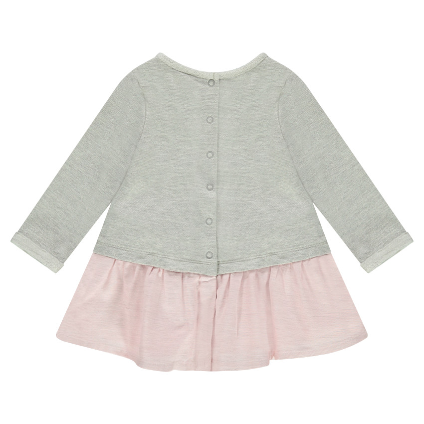 Μακρυμάνικο δίχρωμο φόρεμα 2 σε 1 με στάμπα μονόκερο  