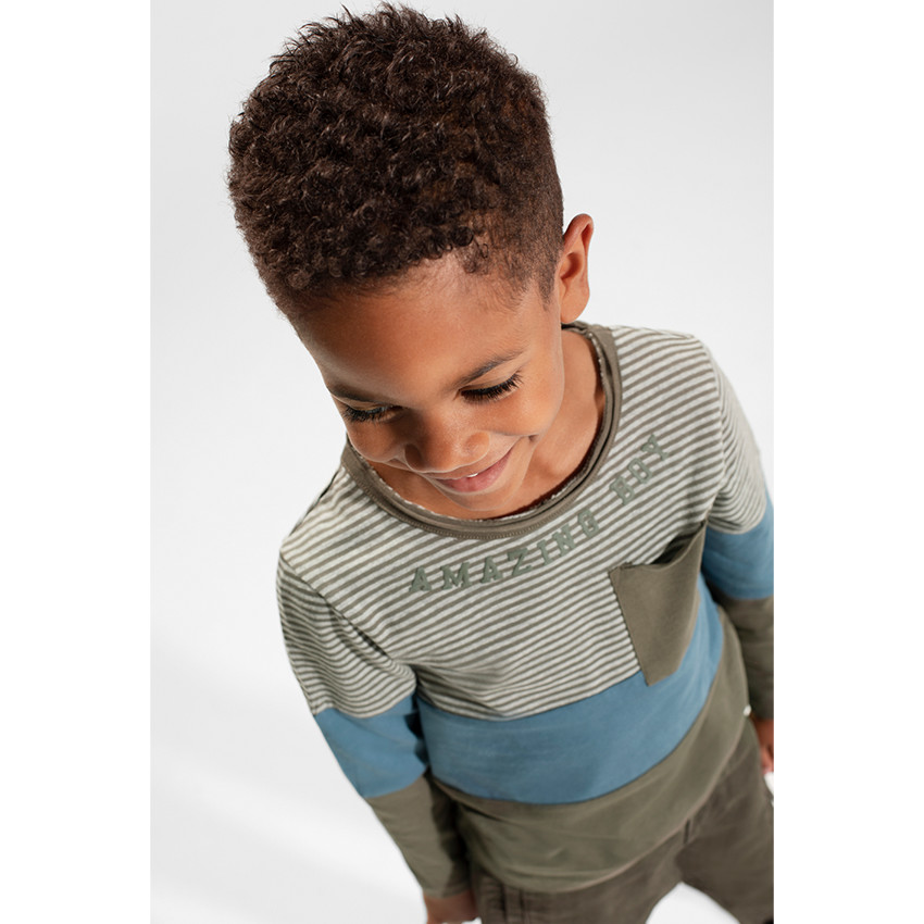 Μακρυμάνικη μπλούζα από ζέρσεϊ με ρίγες και τσέπη 