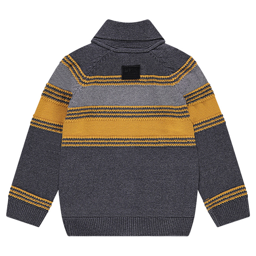 Πλεκτή ζακέτα με ζακάρ ρίγες σε αντίθεση 