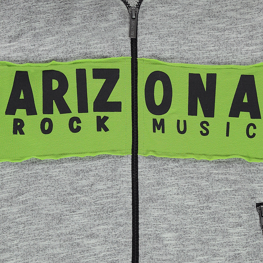 Παιδικά - Ζακέτα από φανέλα με κουκούλα, λωρίδα σε αντίθεση και τυπωμένο κείμενο 