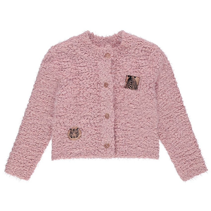 Ζακέτα σε πλέξη ποπ-κορν με γυαλιστερά σήματα 