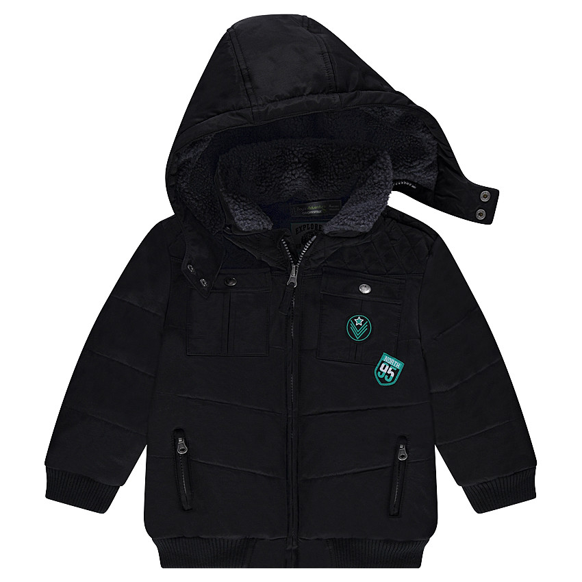 Καπιτονέ μπουφάν με αφαιρούμενη κουκούλα και φλις επένδυση 