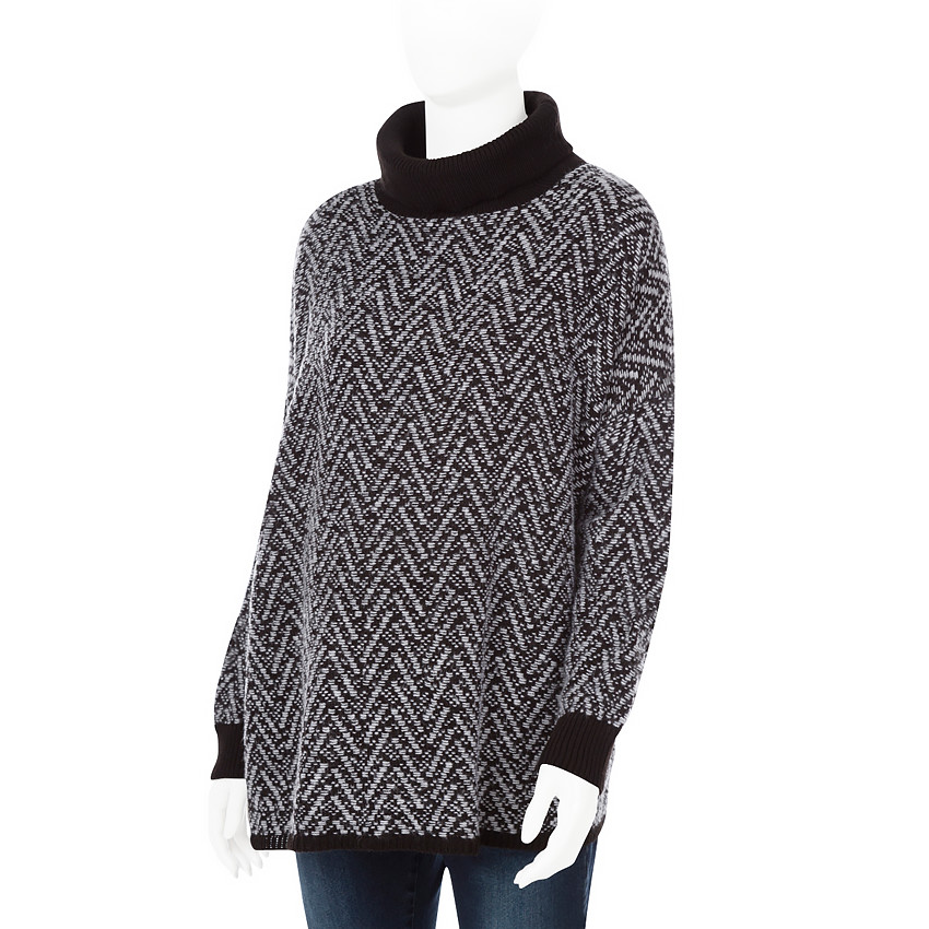 Πλεκτό εγκυμοσύνης σε στυλ πόντσο με ζακάρ μοτίβο 