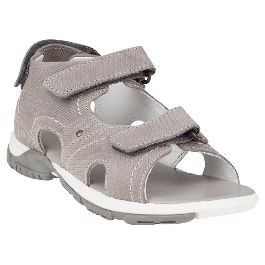 Nu-pieds en cuir avec 3 lanières à scratch 