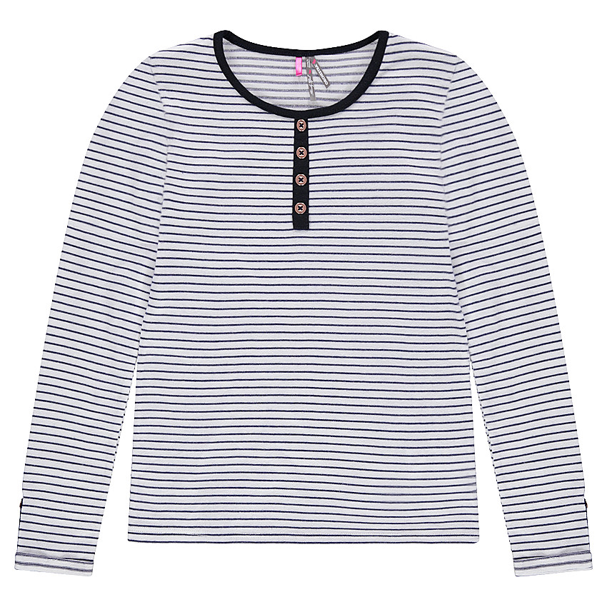 Παιδικά - Μακρυμάνικη μπλούζα με πατιλέτα και κουμπιά στη λαιμόκοψη 