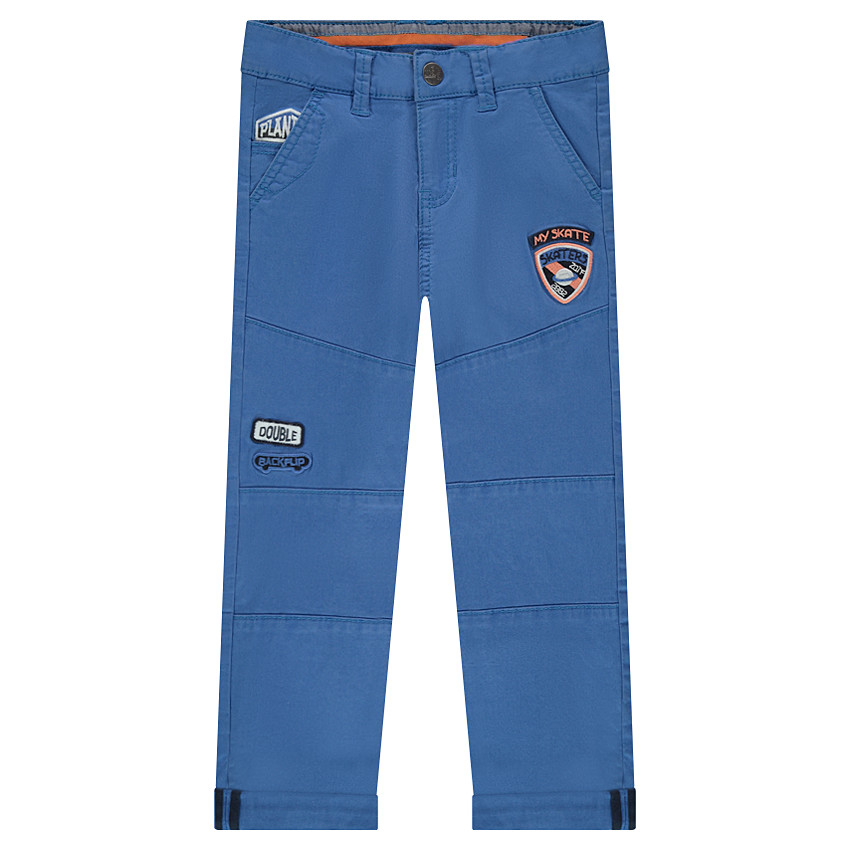 Μονόχρωμο μπλε παντελόνι με σήματα 