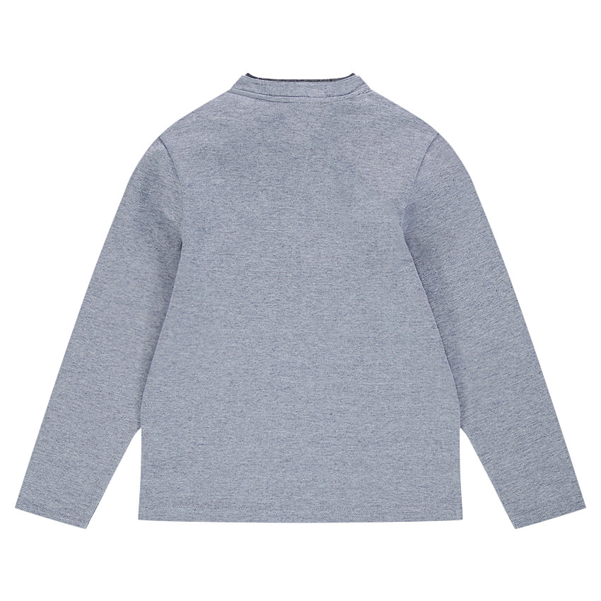 Παιδικά - Μακρυμάνικο ζέρσεϊ πόλο με φαντεζί γιακά και τυπωμένες φράσεις 