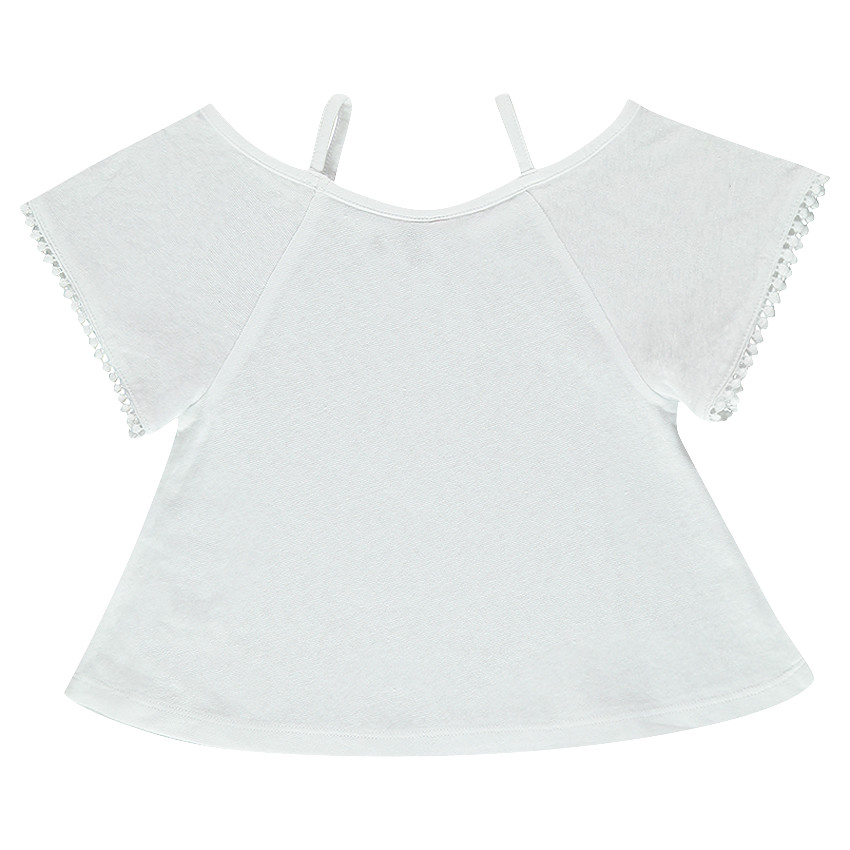 Έξωμη μπλούζα και μεταλλικό πριντ  