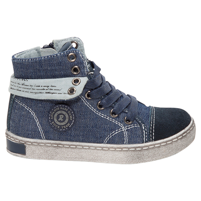 Υφασμάτινα μποτάκια με όψη ντένιμ, κορδόνια και φερμουάρ, από 28 έως 35  