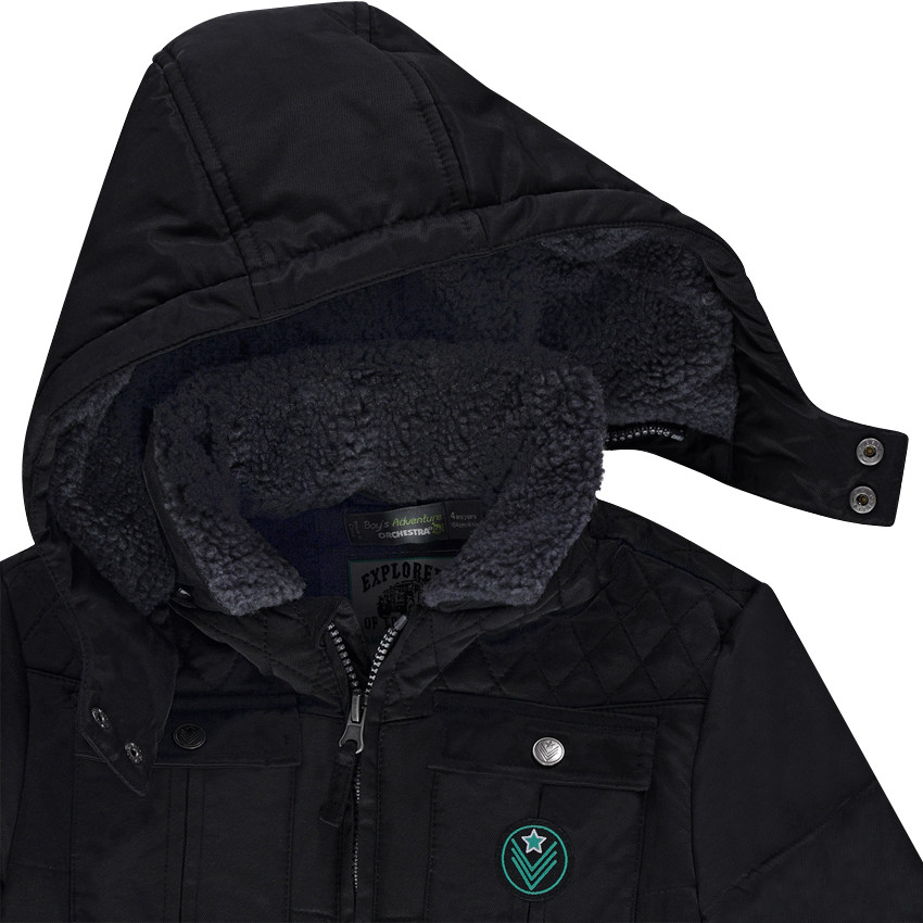 Καπιτονέ μπουφάν με αφαιρούμενη κουκούλα και φλις επένδυση 