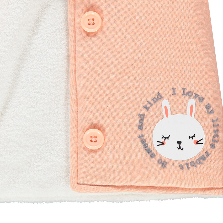 Ζακέτα με κουκούλα από φανέλα με επένδυση sherpa και στάμπα κουνελάκι 