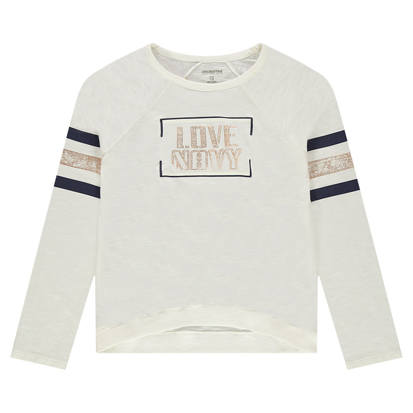 Παιδικά - μακρυμάνικη μπλούζα από ζέρσεϊ slub ύφσμα με λωρίδες και τυπωμένο κείμενο 