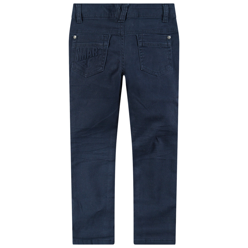 Βαμβακερό παντελόνι νηματοβαφή με φαντεζί τσέπη πίσω 