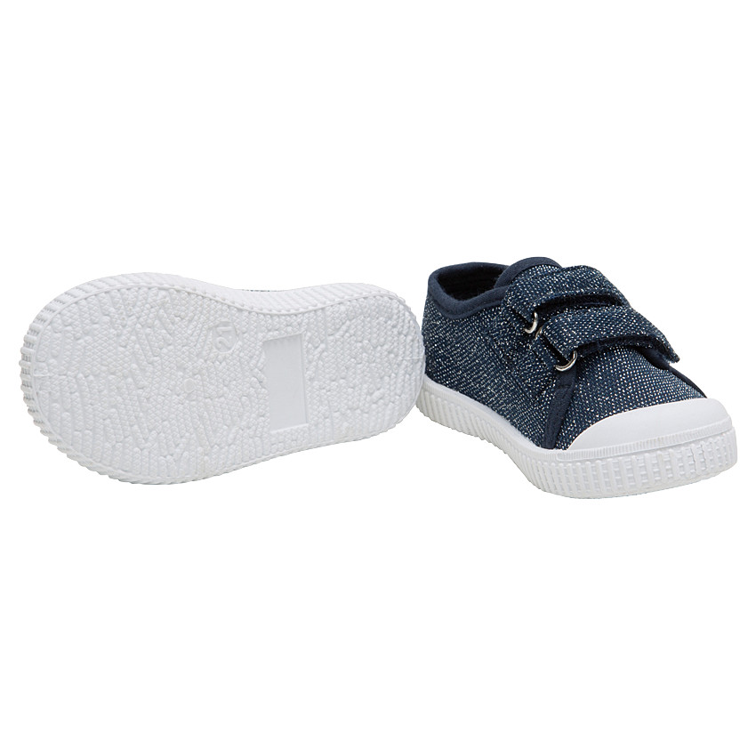 Υφασμάτινα μπλε χαμηλά αθλητικά παπούτσια μελανζέ με γυαλιστερές κλωστές, σε νούμερα 24 έως 29 