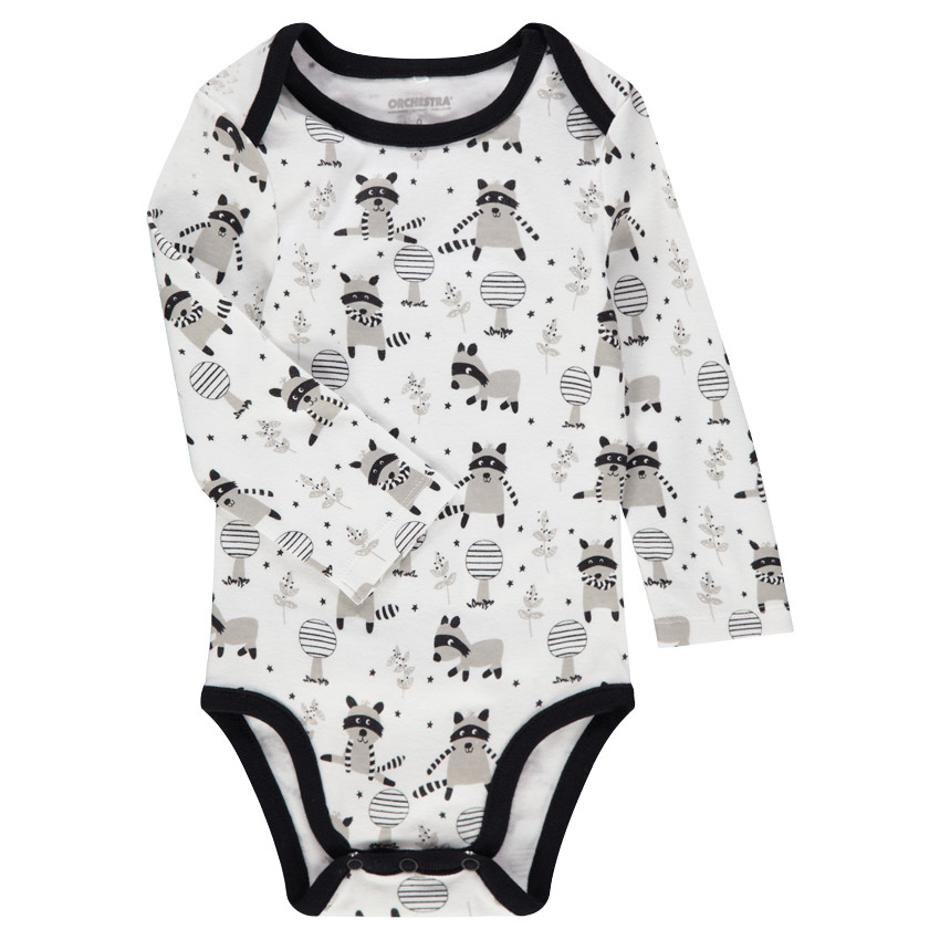 Μακρυμάνικο φορμάκι από βαμβακερό ιντερλόκ με τυπωμένα ρακούν 