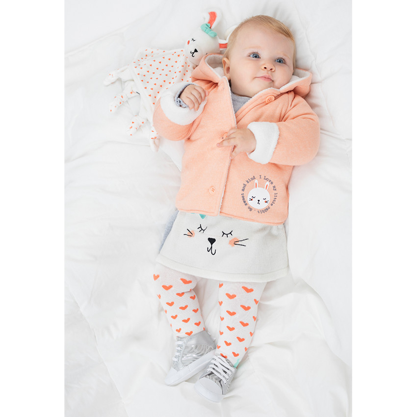 Ζακέτα με κουκούλα από φανέλα με επένδυση sherpa και στάμπα κουνελάκι 