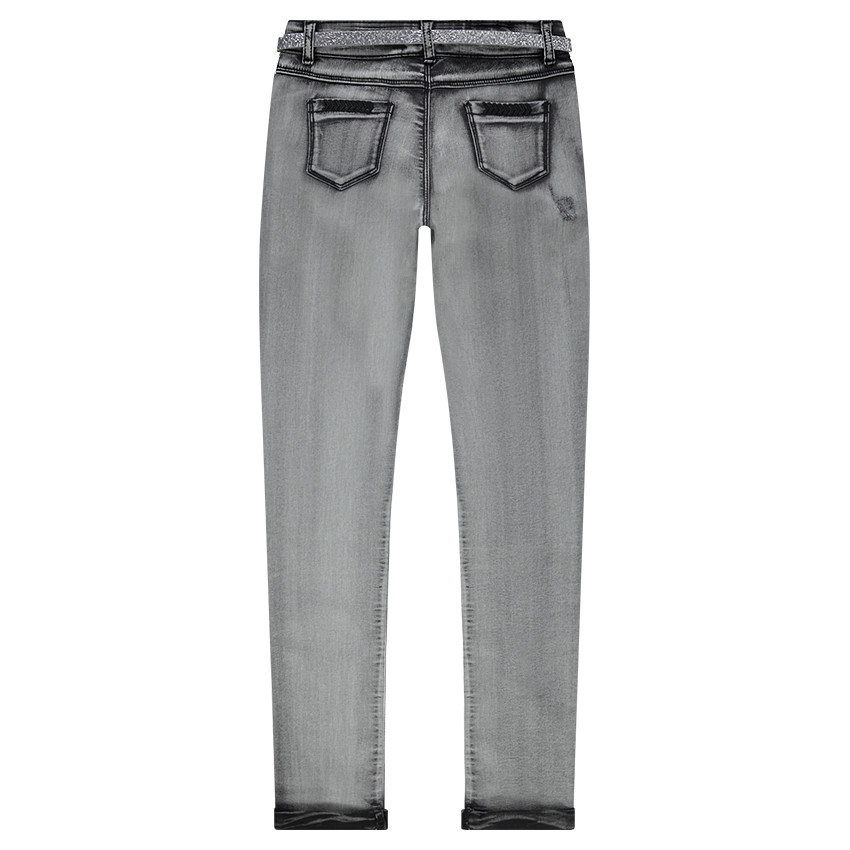 Παιδικά - Τζιν με ξεβαμμένη όψη και ζώνη με παγιέτες 