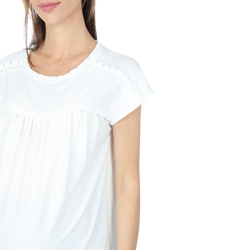 Κοντομάνικη μπλούζα εγκυμοσύνης με σούρες και πιέτες 