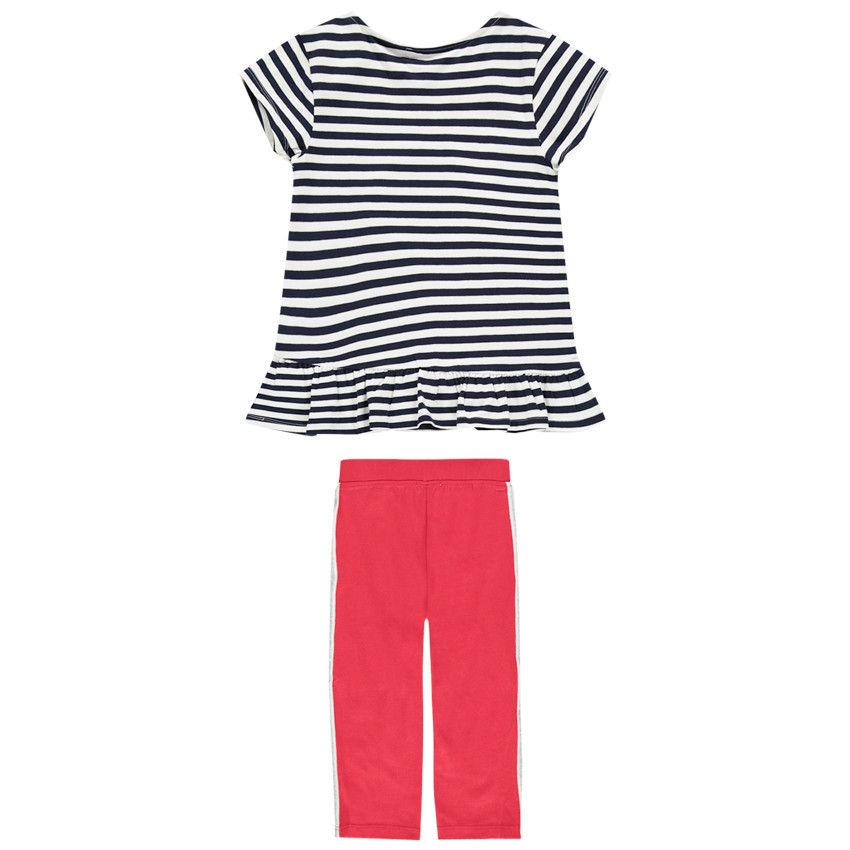 Σύνολο με ριγέ τουνίκ με μοτίβο κερασάκια από πούλιες και κολάν με λωρίδες 