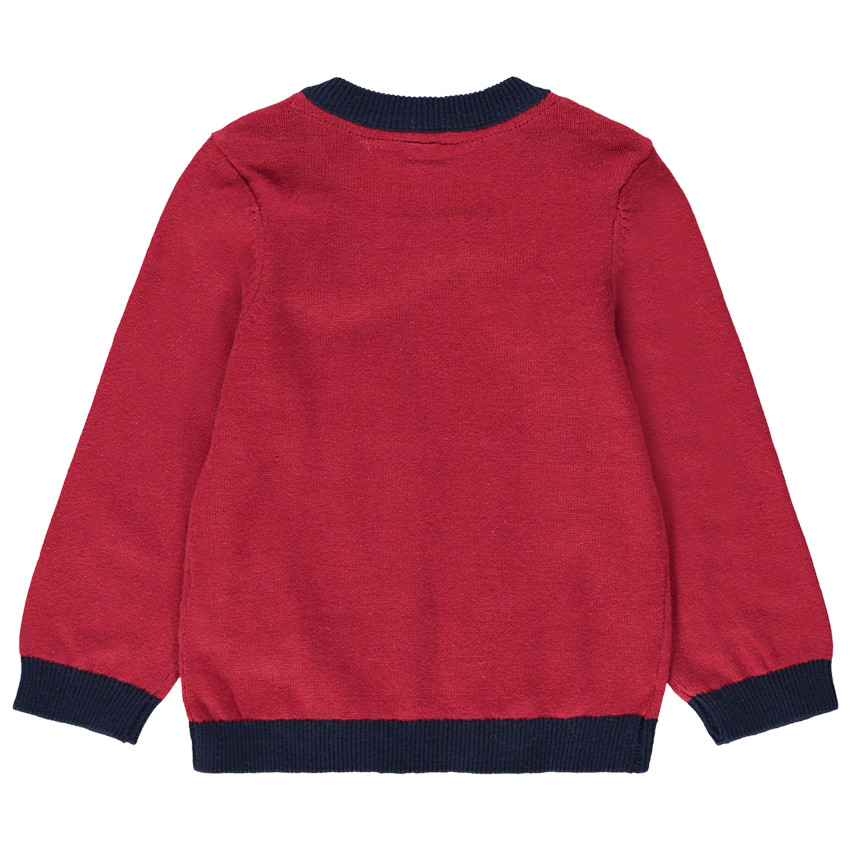 Πλεκτό πουλόβερ με τύπωμα και λαιμόκοψη με σούστες 