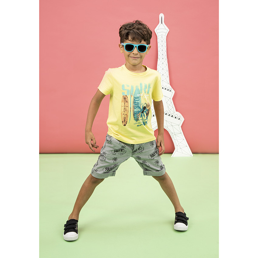 Σορτς Heathered Bermuda με φοίνικες και επιγραφές. 