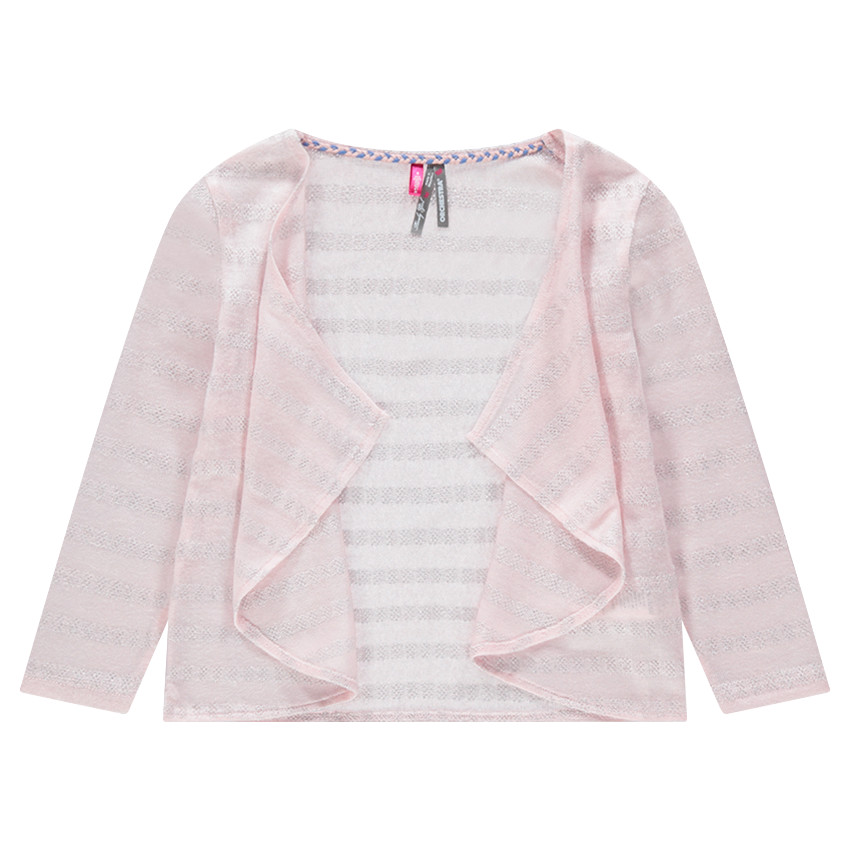 Πλεκτή ζακέτα με ζακάρ ρίγες και φαντεζί φύλλα 