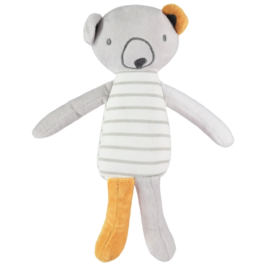 Peluche forme ourson à rayures et détails brodés 