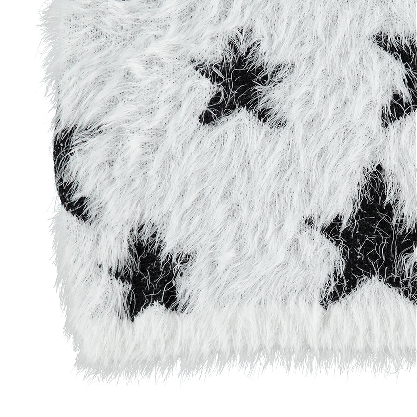 Παιδικά - Πλεκτό πουλόβερ με χνουδωτή ύφανση και αστεράκια που κάνουν αντίθεση σε όλη την επιφάνεια 