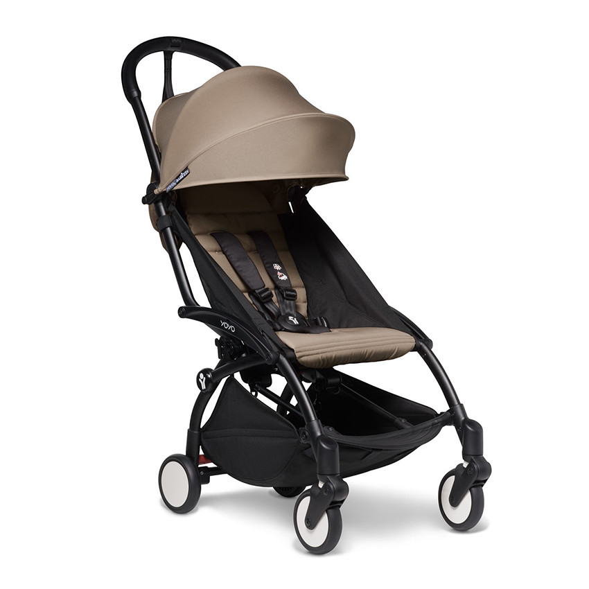 Poussette complète YOYO² nouveau pack 0+ et 6+ châssis noir - Taupe 