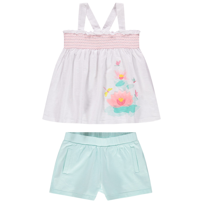 Σετ με floral μπλούζα και απλό σορτς 