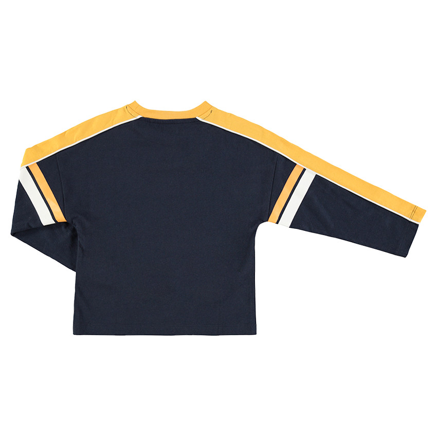 Μακρυμάνικη μπλούζα σε τετράγωνη γραμμή με λωρίδες σε αντίθεση 