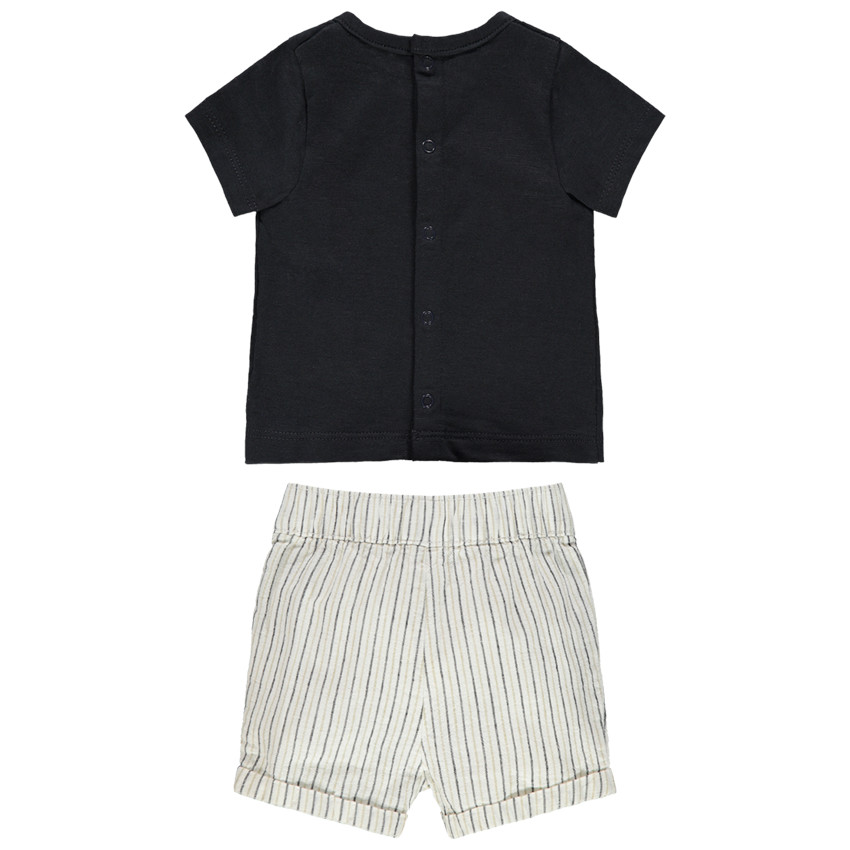 Σύνολο μπλούζα με στάμπα ζωάκια και σορτς με ρίγες 