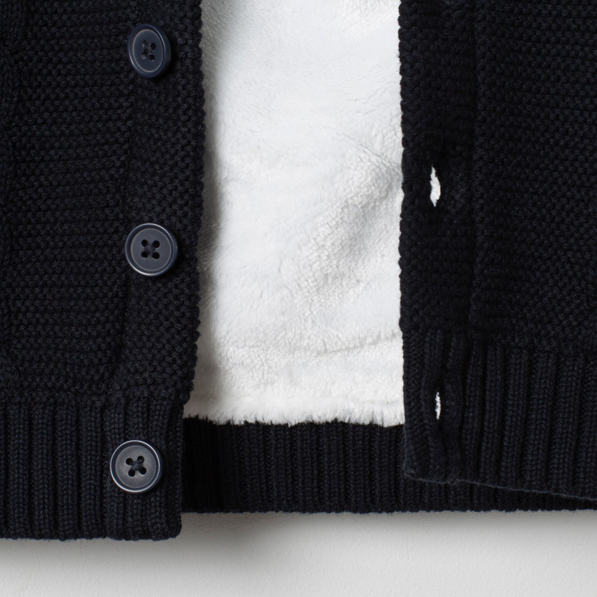 Veste en tricot à capuche doublée sherpa 