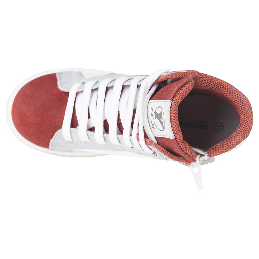 Bottillons en cuir à lacets et zip avec patch lettre 