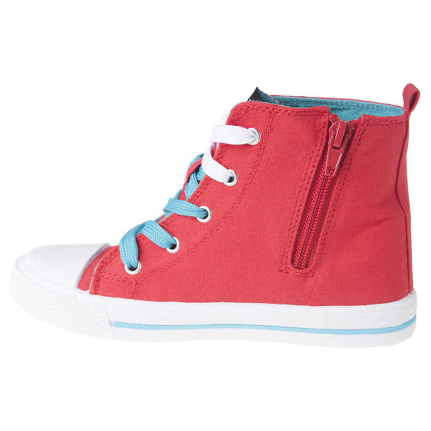 Baskets montantes en toile à lacets et zip print Paul Frank 