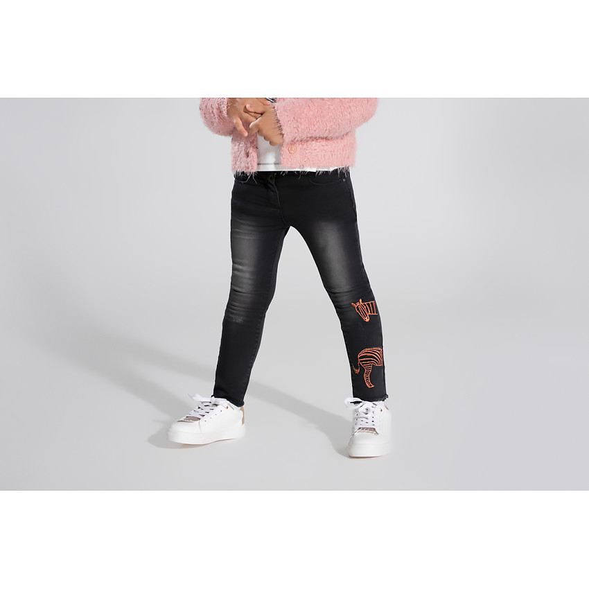 Τζιν skinny με φθαρμένη όψη και κεντημένη ζέβρα 