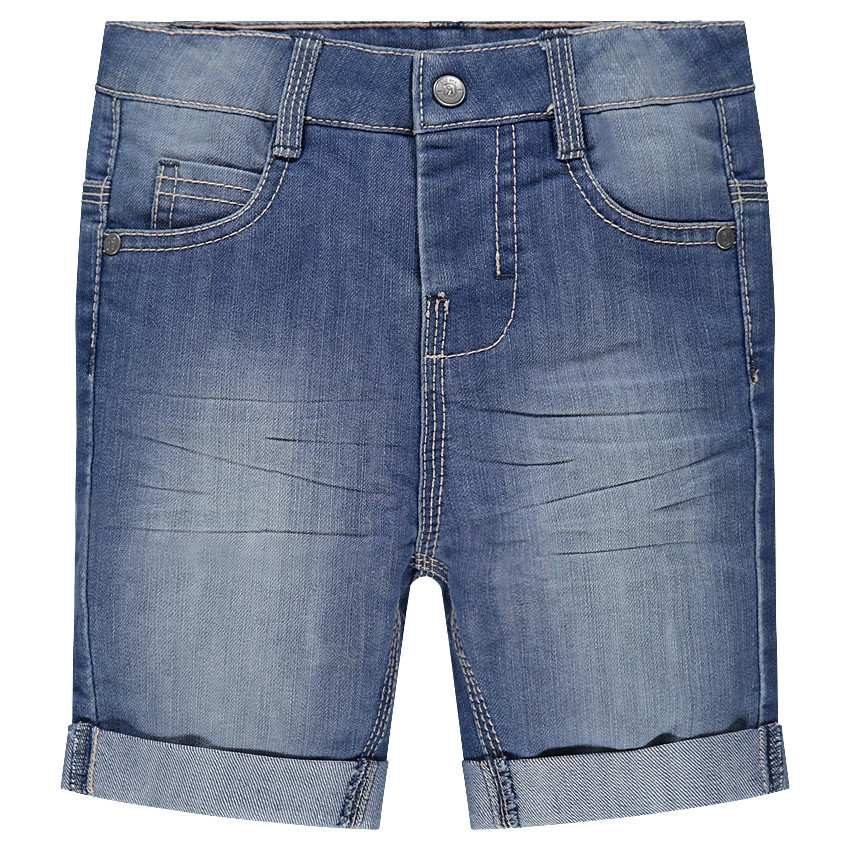 Bermuda en jeans effet used et crinkle 