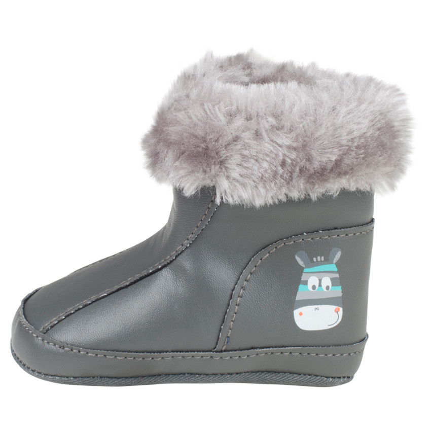 1/2 bottes aspect cuir avec fausse fourrure 