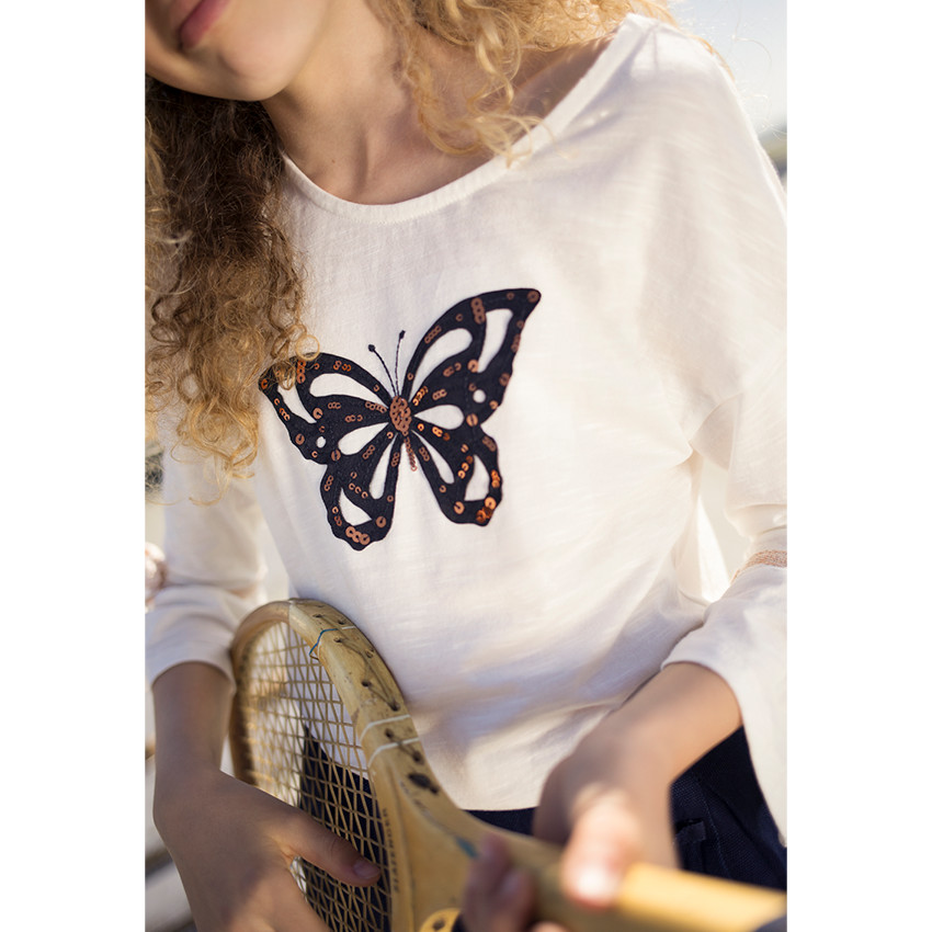 Παιδικά - Μπλύζα με βολάν στα μανίκια και πεταλούδα από πούλιες 